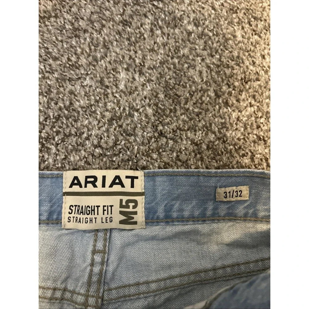 Ariat M5 Straight Fit Straight Leg Mens Jeans Blue Denim 31x32 Light Wash